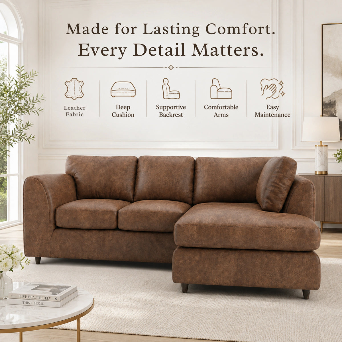 Chocolate Brown | 4 Seater | Right Hand Facing