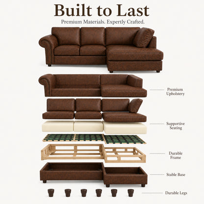 Chocolate Brown 4 Seater Right Hand facing