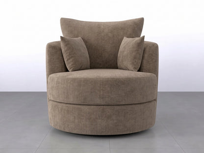 Gamzo Outlet Jumbo Cord Fabric Swivel Corner Chair in coffee color with plush cushioning and modern design.
