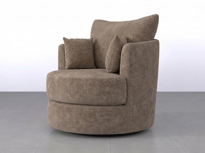 Gamzo Outlet Jumbo Cord Fabric Swivel Corner Sofa chair in coffee color, showcasing plush upholstery and modern design.