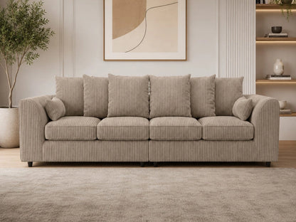 Coffee-colored Jumbo Cord fabric 4-seater scatter back corner sofa by Gamzo Outlet, showcasing plush cushions and modern design.