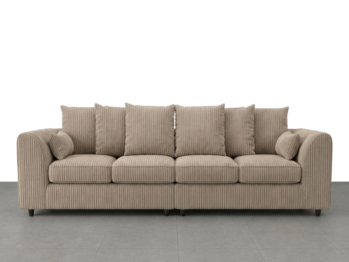 Gamzo Outlet jumbo cord fabric 4 seater scatter back corner sofa in coffee color, showcasing plush cushions and modern design.