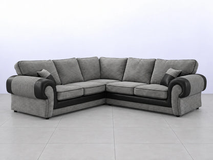 Black Tango full back corner sofa from Gamzo Outlet, showing plush cushions and sleek corner design in a modern living room setting.