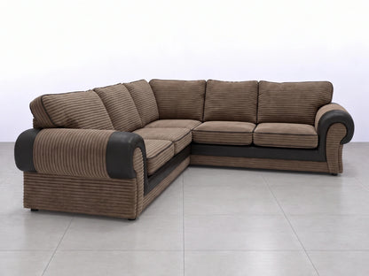 Brown Tango full back corner sofa by Gamzo Outlet, showing plush upholstery and spacious L-shaped design.
