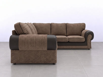 Brown Tango full back corner sofa by Gamzo Outlet, showing plush upholstery and spacious seating in a modern living room setting.