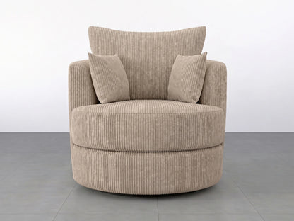 Cream jumbo cord fabric swivel chair from Gamzo Outlet, designed as a comfortable corner sofa accent piece.
