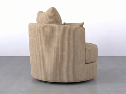 Cream jumbo cord fabric swivel chair from Gamzo Outlet, designed for corner sofas with plush, textured upholstery.