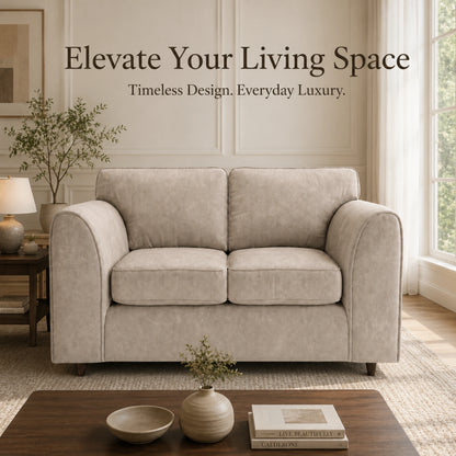 Cream leather Dillon full back 2 seater sofa by Gamzo Outlet, showcasing plush cushions and sleek armrests.
