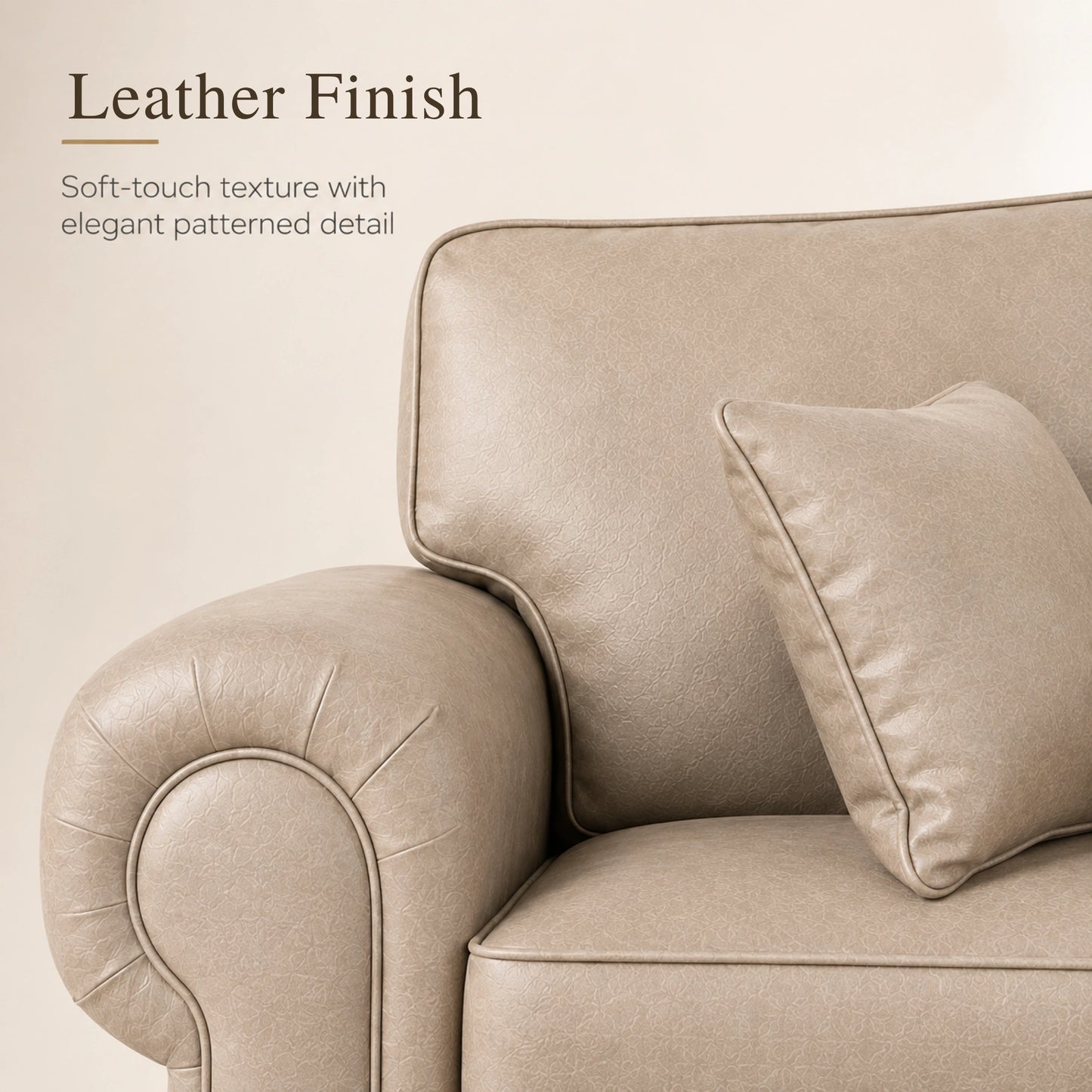 Cream two-seater leather sofa from Gamzo Outlet, full back design with plush cushions and sleek modern style.