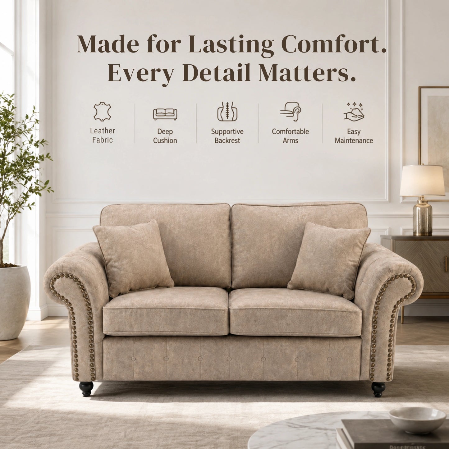 Oakland Full Back 2 Seater Leather Sofa