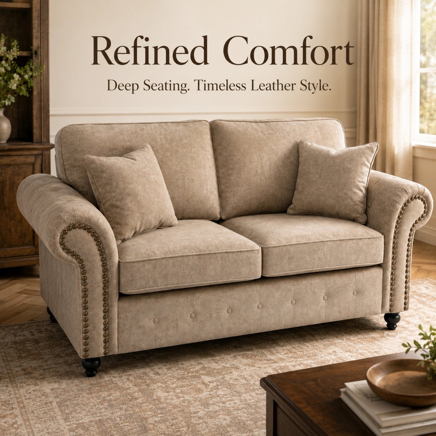 Oakland Full Back 2 Seater Leather Sofa