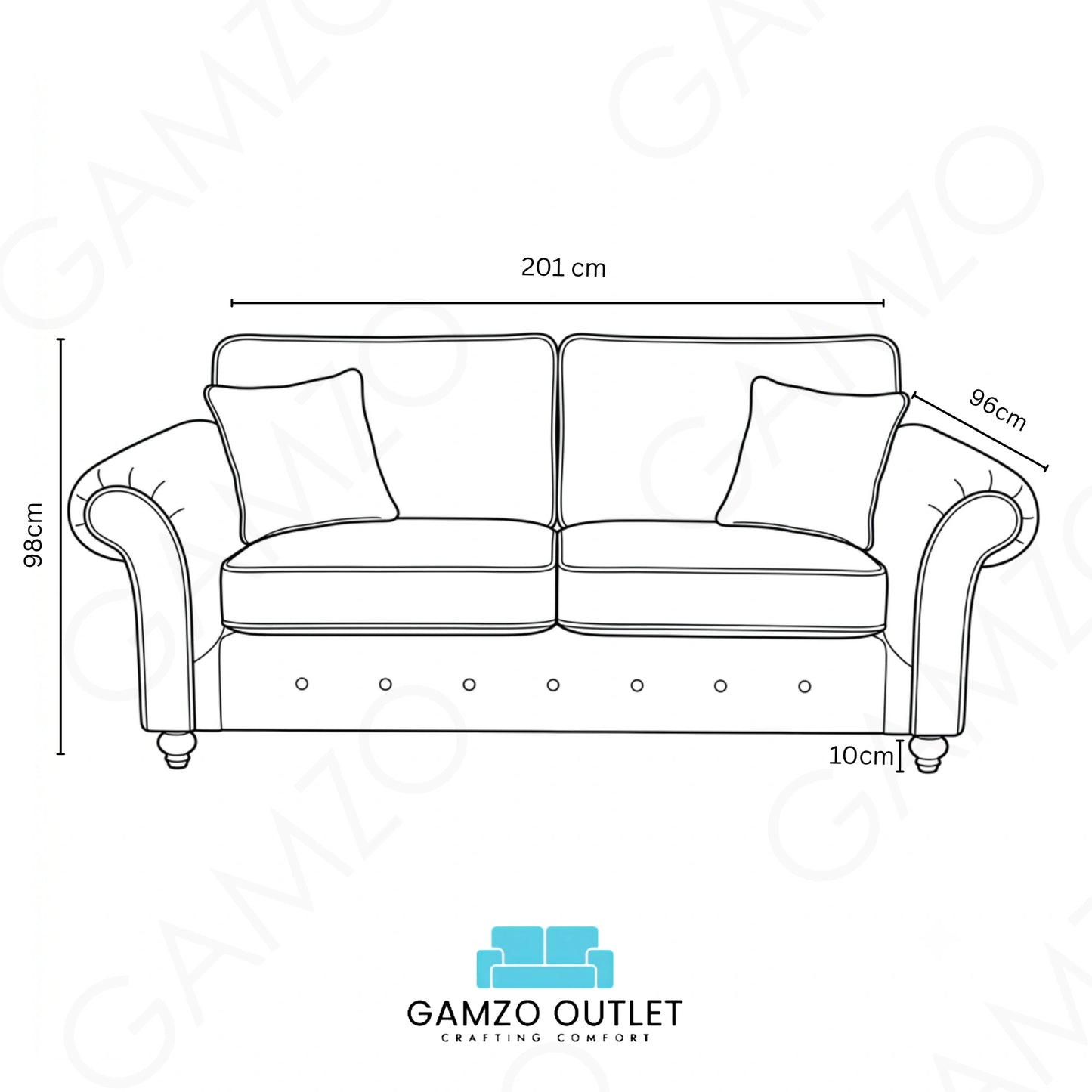 Oakland 3 Seater Full Back Leather Sofa