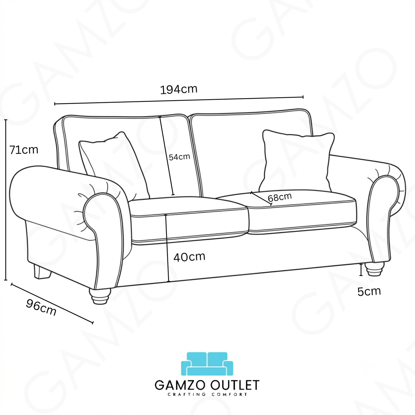 Cream Wilcot full back leather sofa by Gamzo Outlet, 3-seater with plush cushions and stylish design.