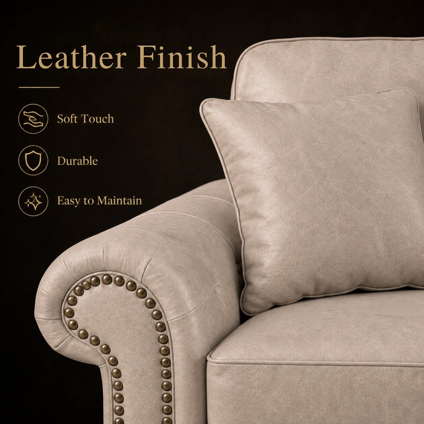 Oakland 3 Seater Full Back Leather Sofa