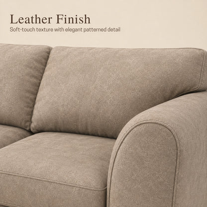 Cream Dillon full back leather sofa by Gamzo Outlet, 3-seater with plush cushions and stylish leather upholstery.