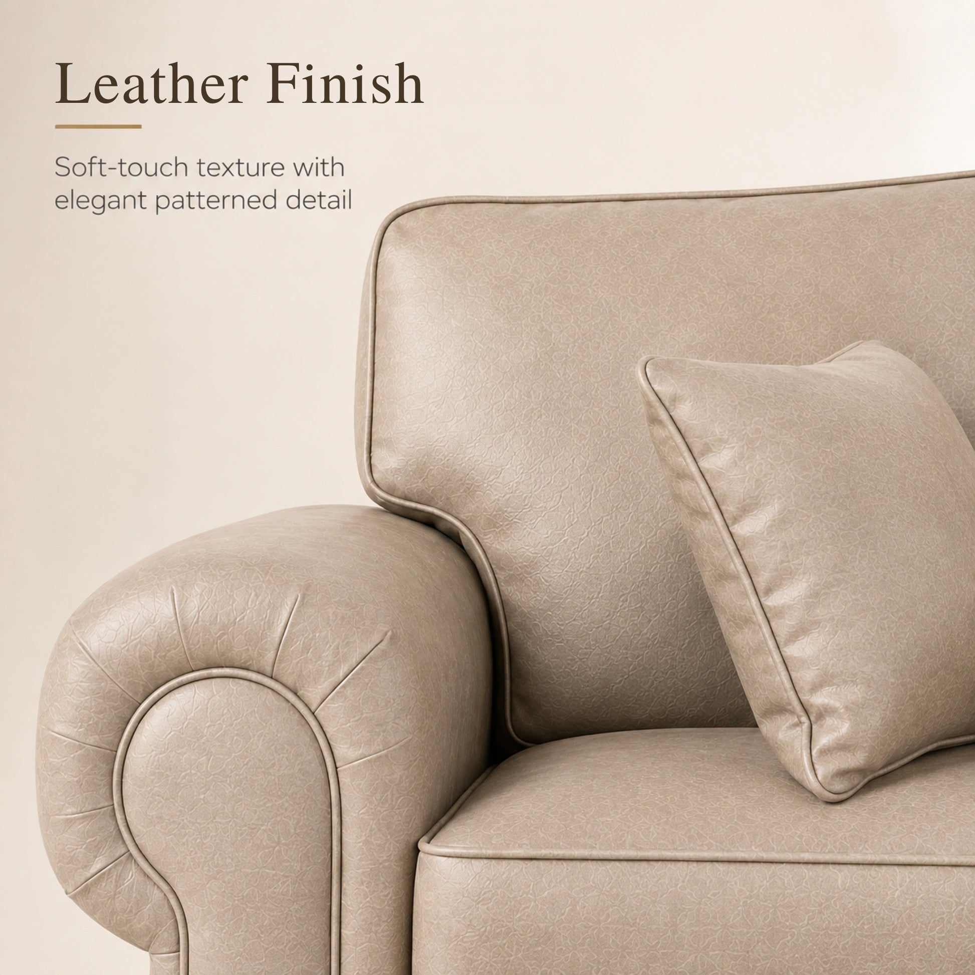 Cream leather three-seater sofa by Gamzo Outlet with a full back design, showcasing plush cushioning and stylish upholstery.