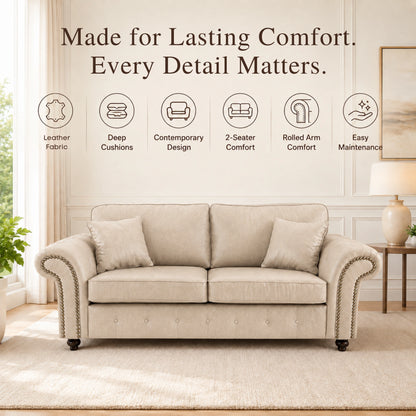 Oakland 3 Seater Full Back Leather Sofa