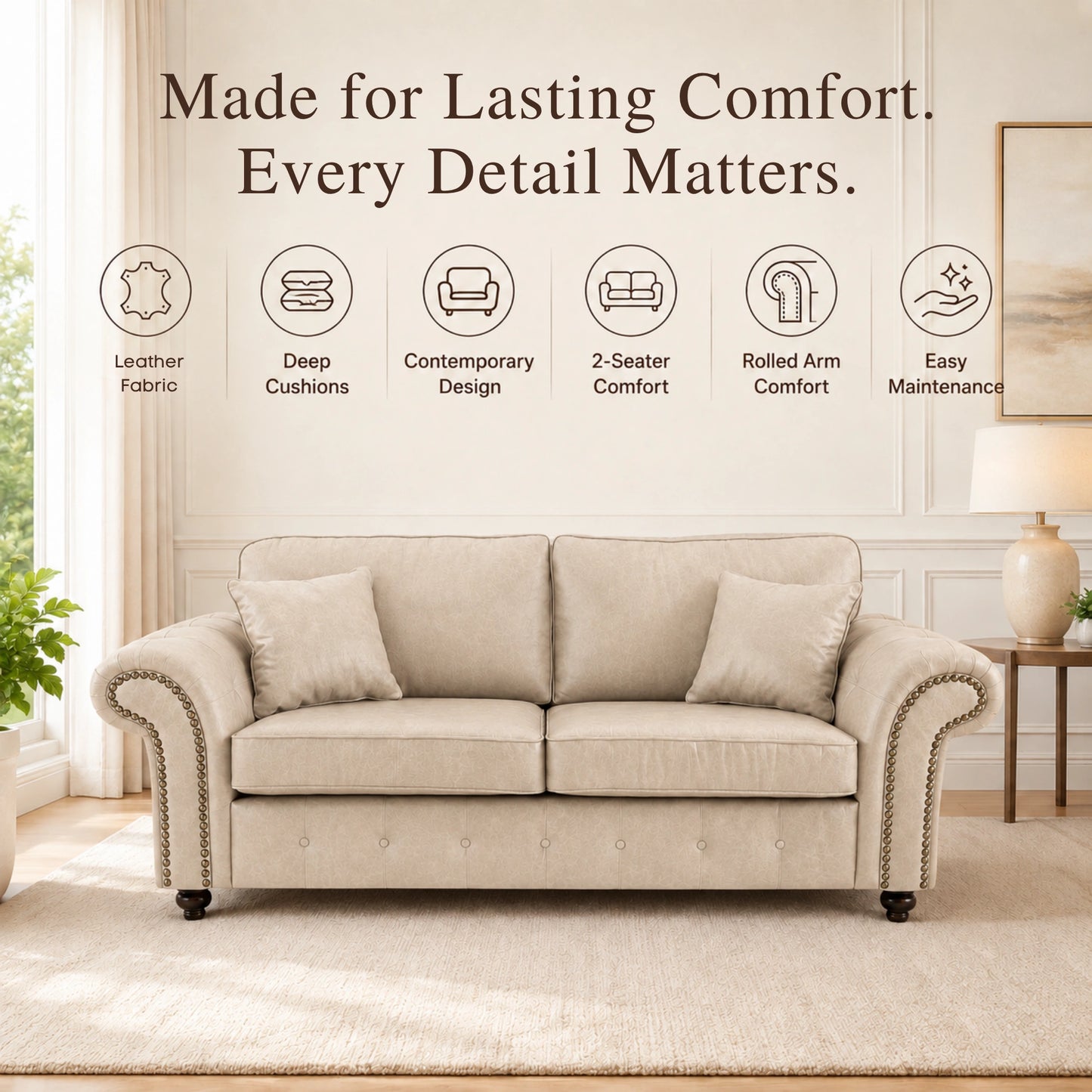Cream 3 seater