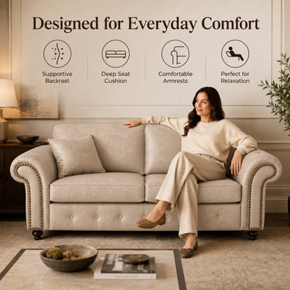 Oakland 3 Seater Full Back Leather Sofa