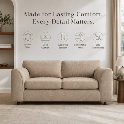 Cream Dillon full back leather sofa from Gamzo Outlet, 3-seater with plush cushions and elegant design.