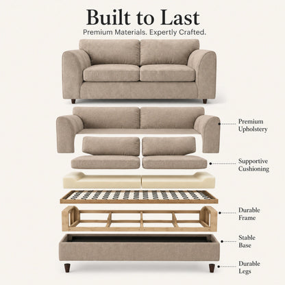Cream Dillon full back leather sofa by Gamzo Outlet, 3-seater with plush cushions and sleek design, shown in a modern living room setting.