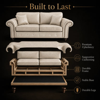 Oakland 3 Seater Full Back Leather Sofa