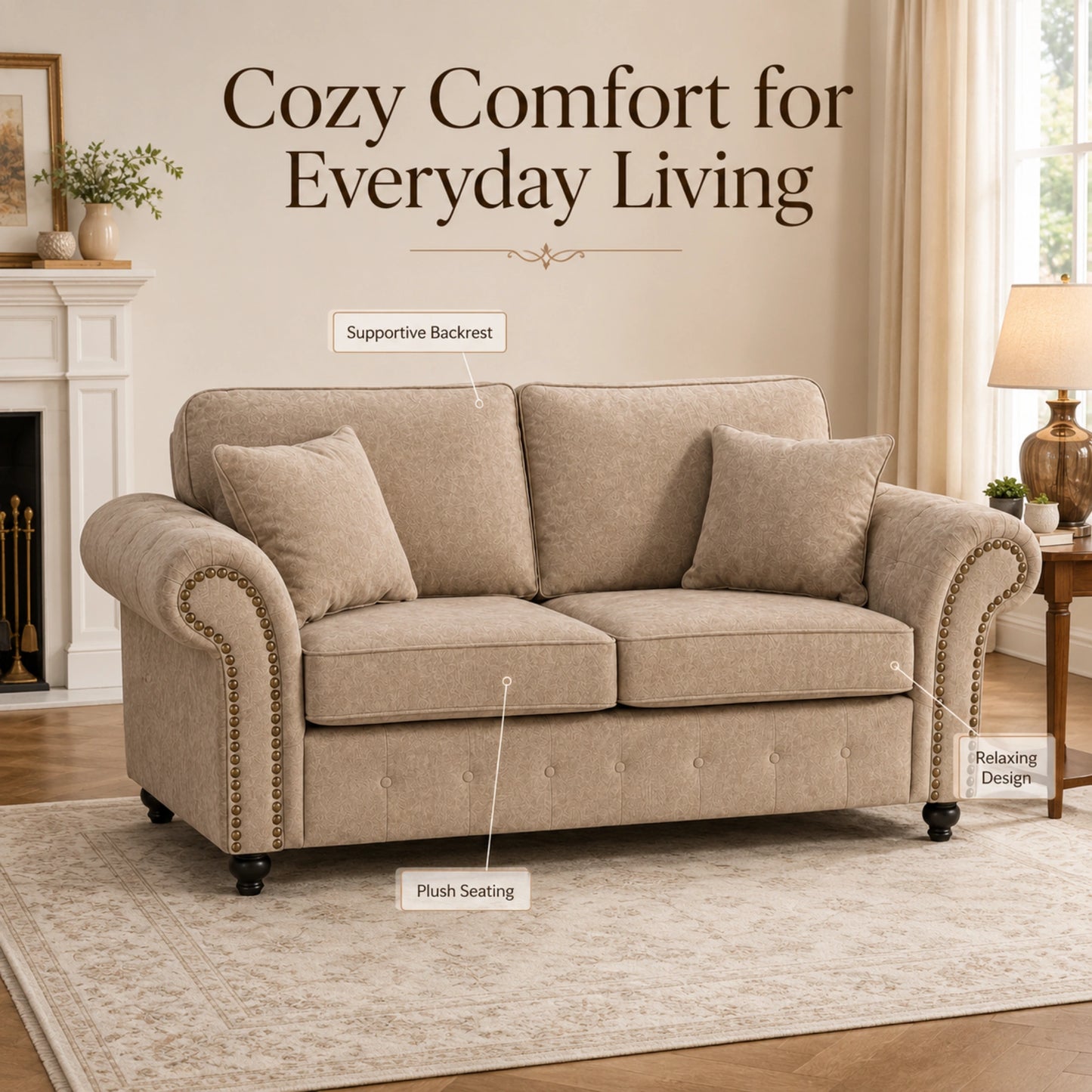 Cream 3+2 Seater