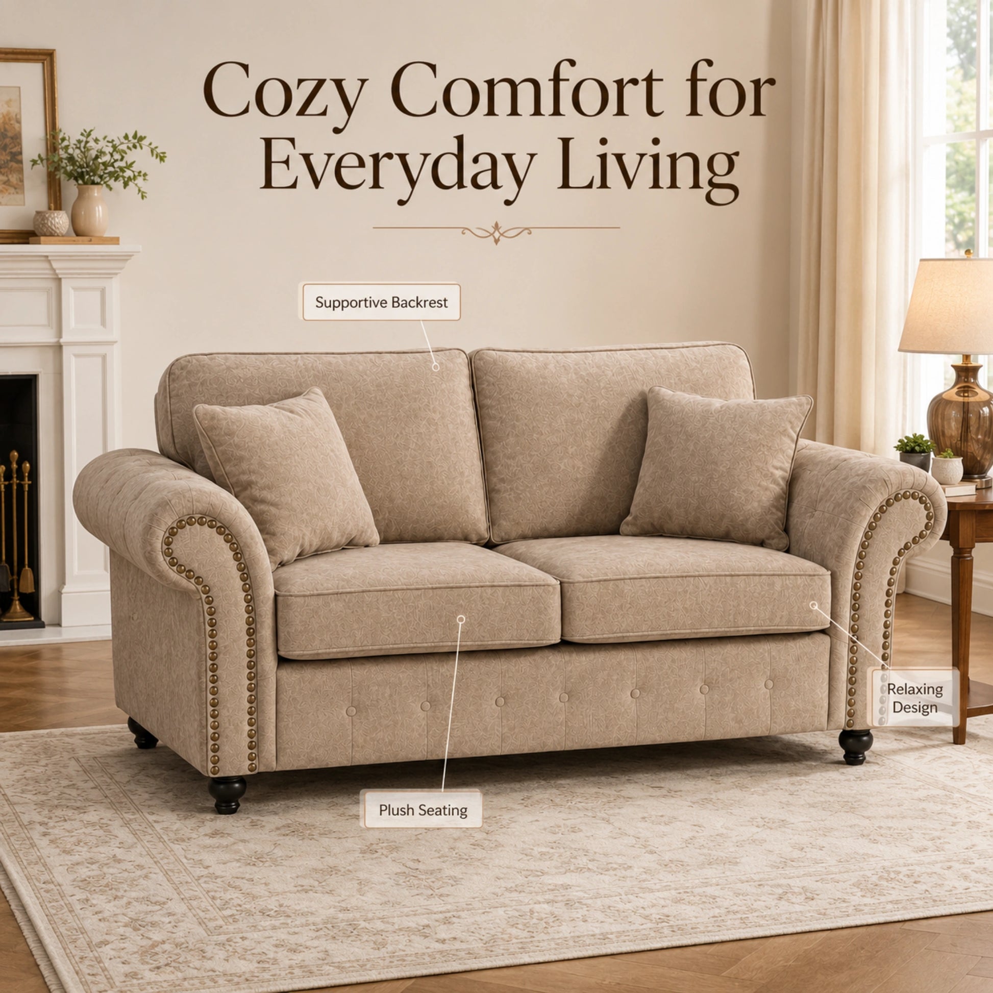 Cream 3+2 Seater