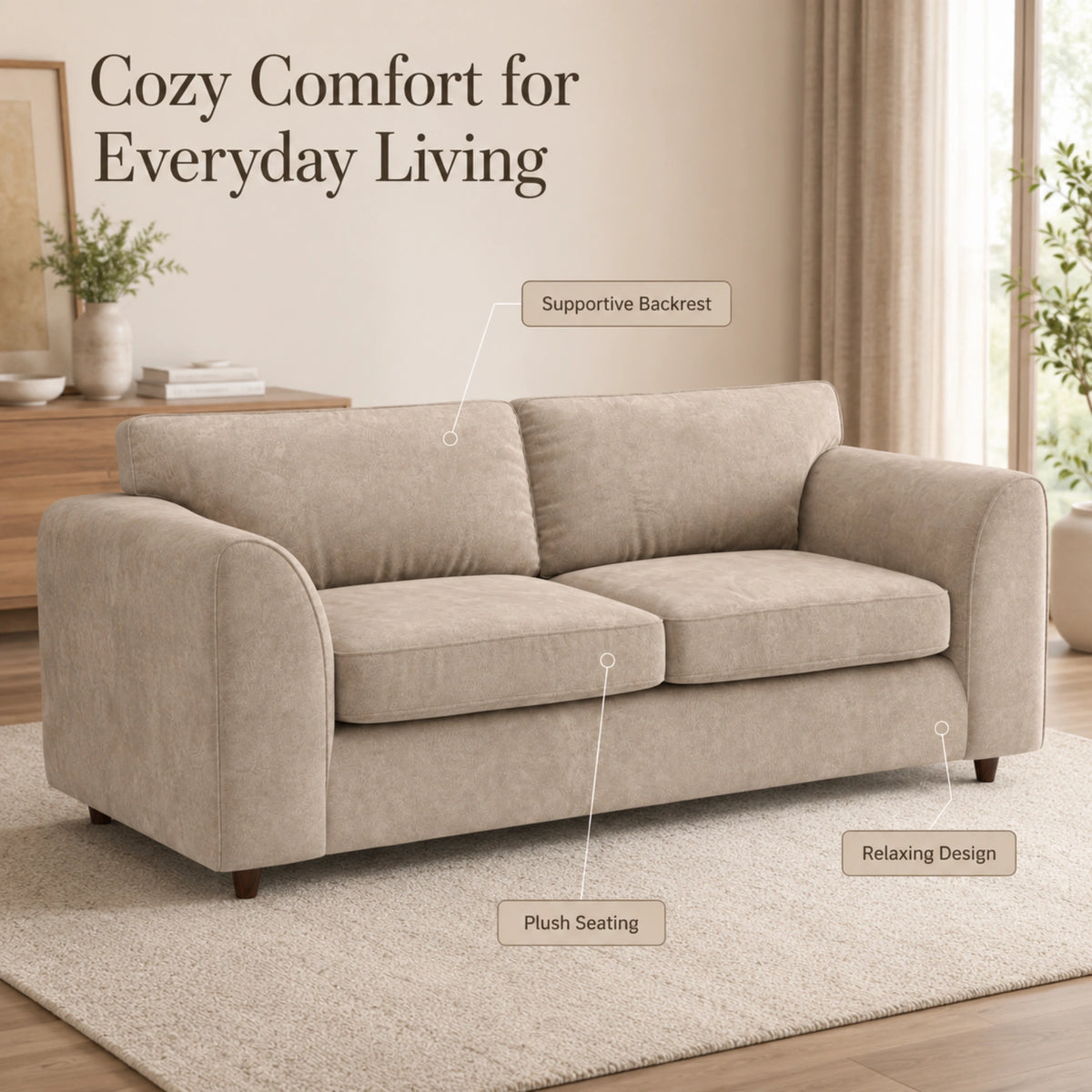 Cream 3+2 Seater