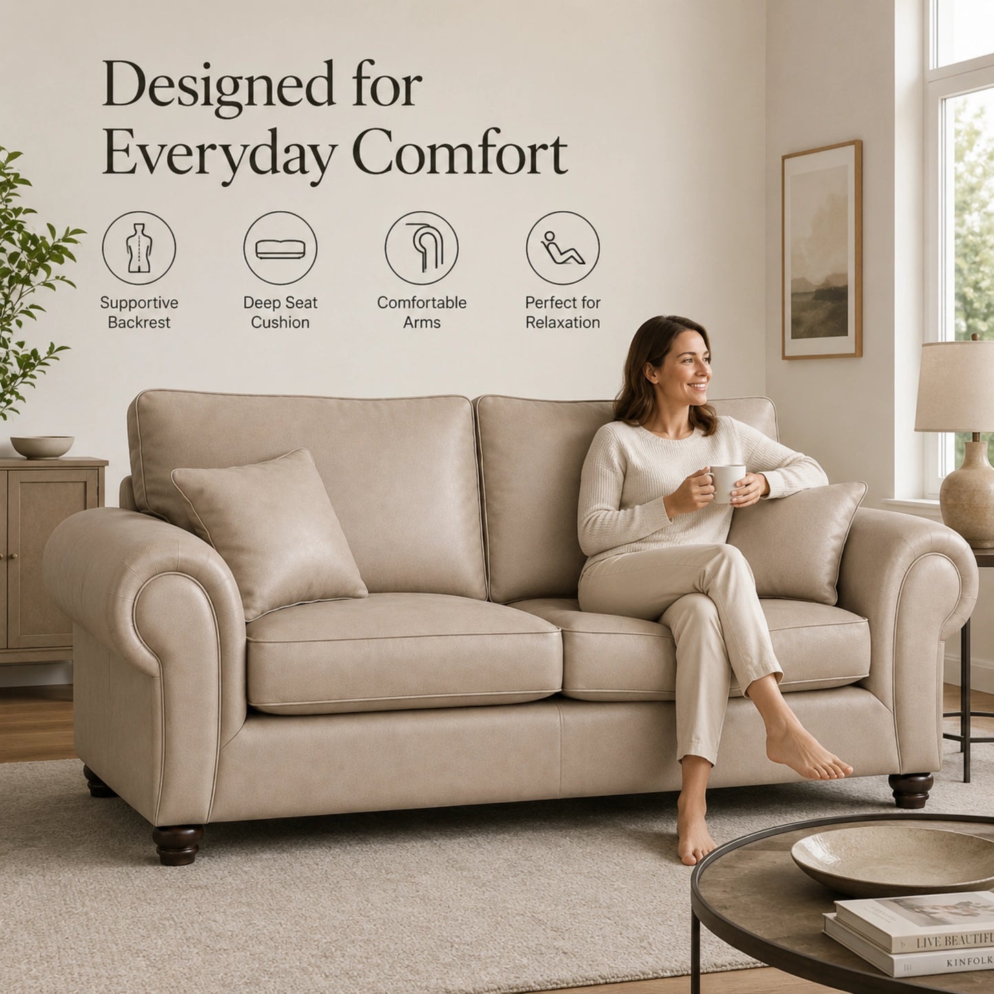 Cream 3+2 Seater