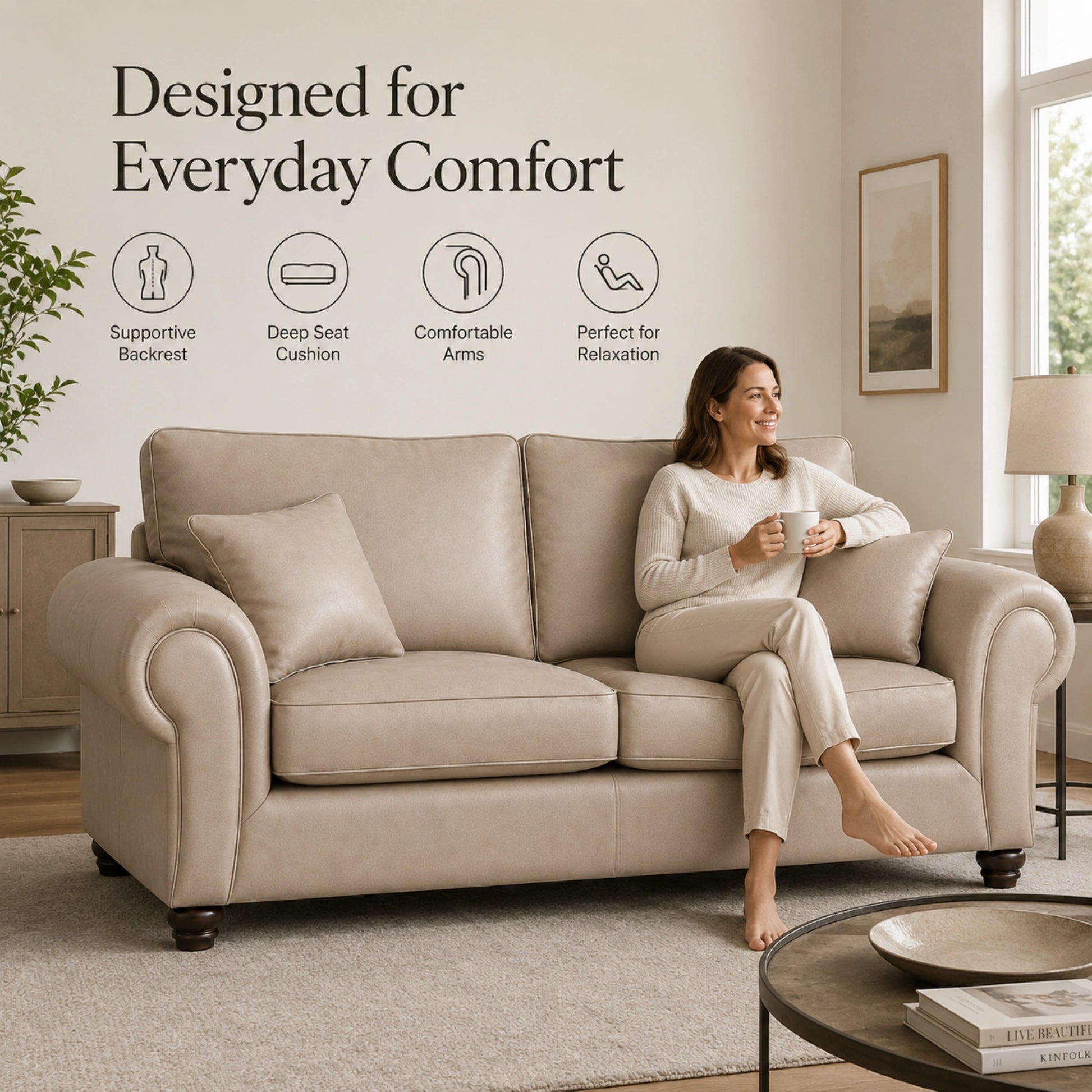 Cream 3+2 Seater