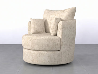 Cream Gamzo Outlet Alaska fabric swivel chair with plush cushioning and modern design, perfect for living room or office seating.