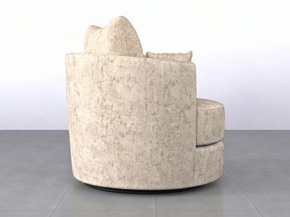 Cream Gamzo Outlet Alaska Fabric Swivel Chair with cushioned seat and backrest, modern design, on a wooden base.