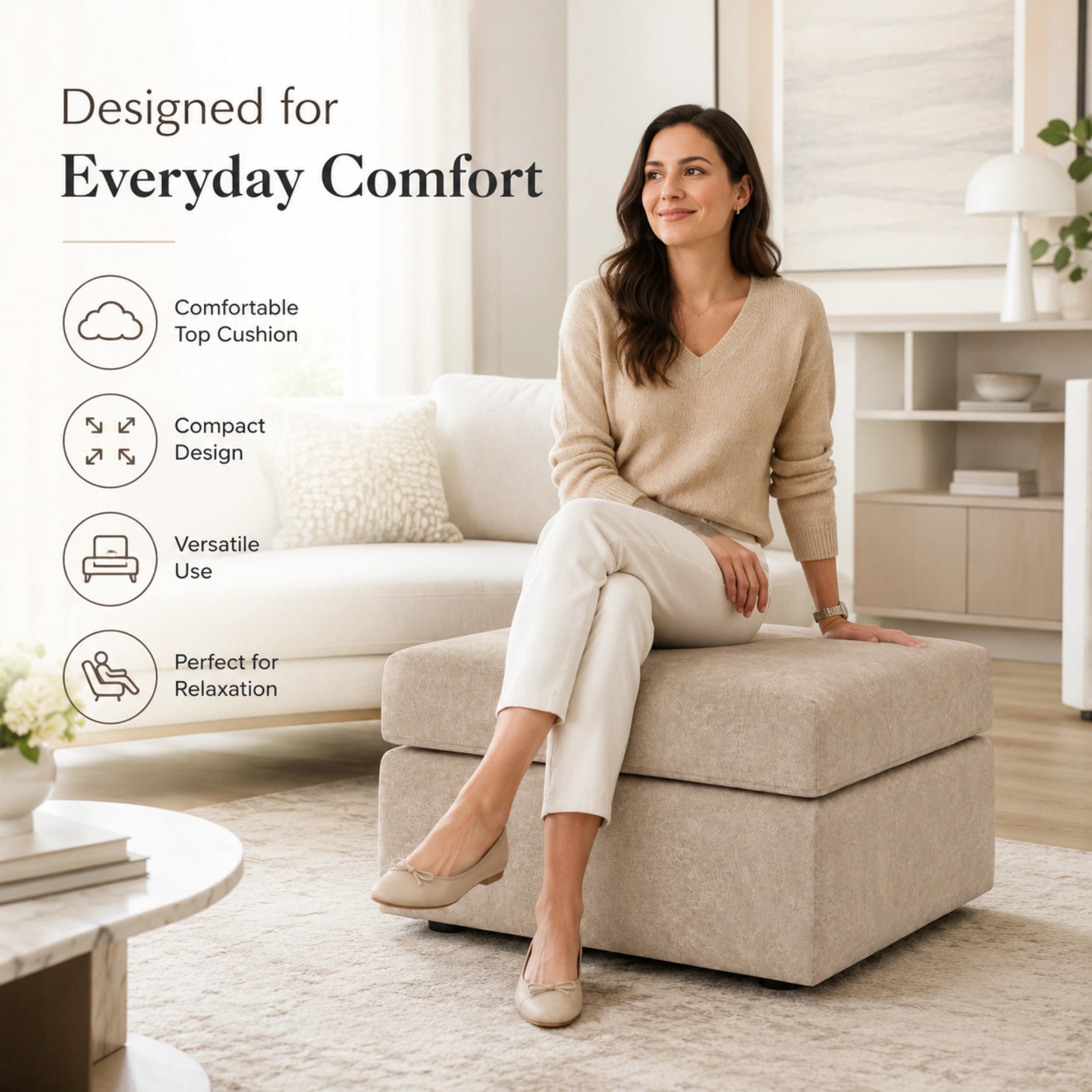 Cream Footstool