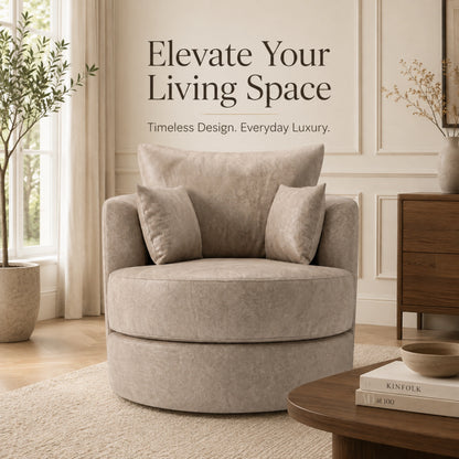 Cream Dillon leather swivel chair by Gamzo Outlet, featuring a plush cushioned seat and sleek swivel base for modern comfort.