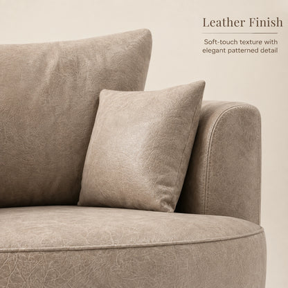 Cream Dillon leather swivel chair by Gamzo Outlet, showcasing a stylish and comfortable sofa with a rounded back and cushioned seat.