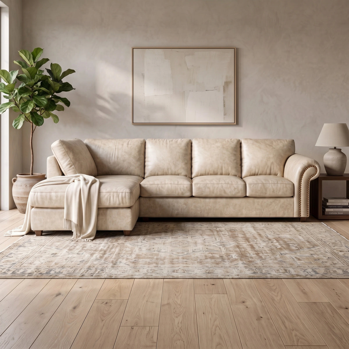 Cream 5 Seater Left hand facing