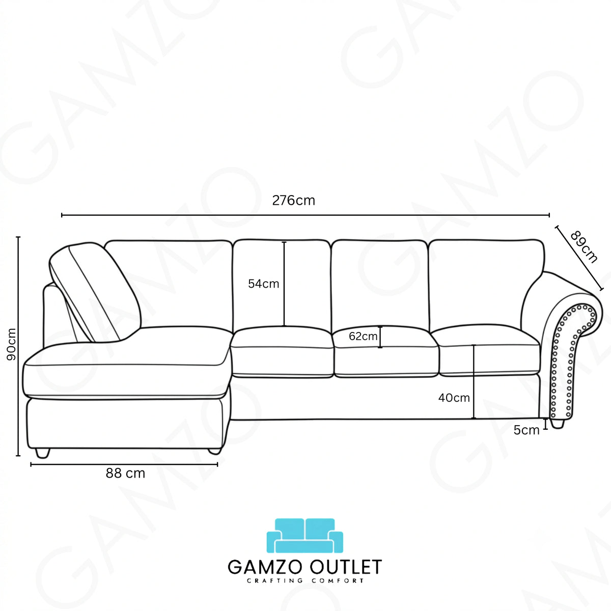 Cream 5 Seater Left hand facing