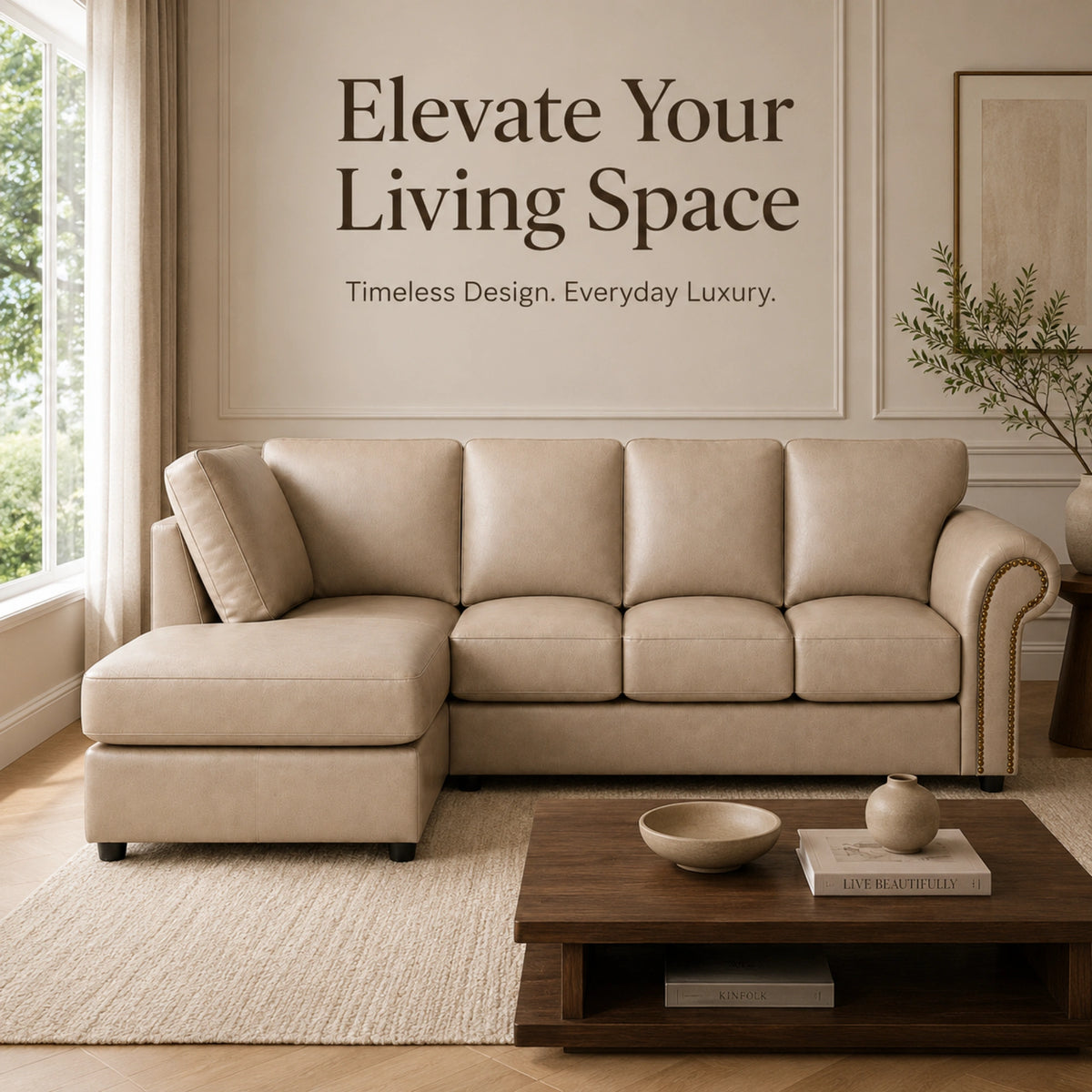 Cream 5 Seater Left hand facing