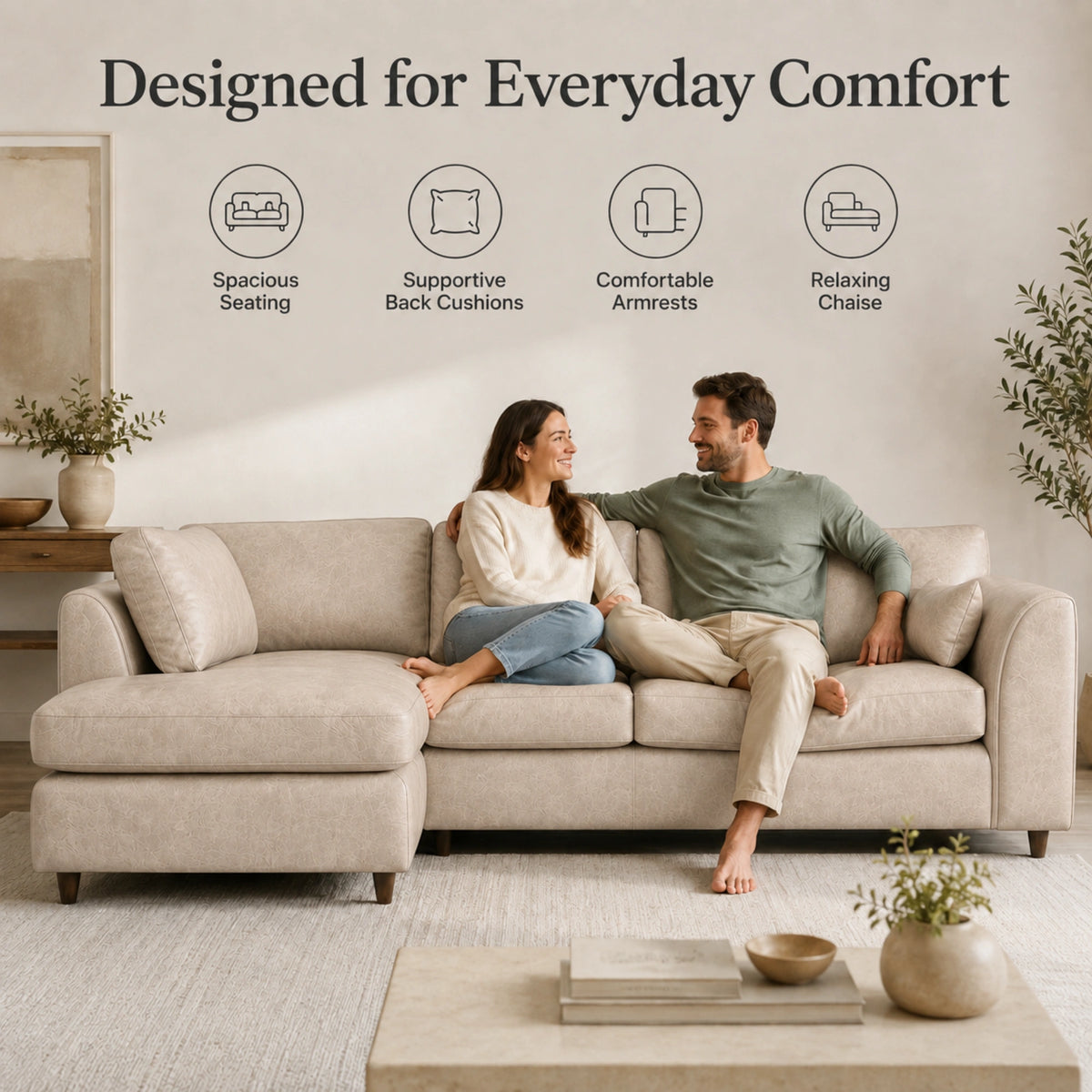 Cream | 5 Seater | Left Hand Facing