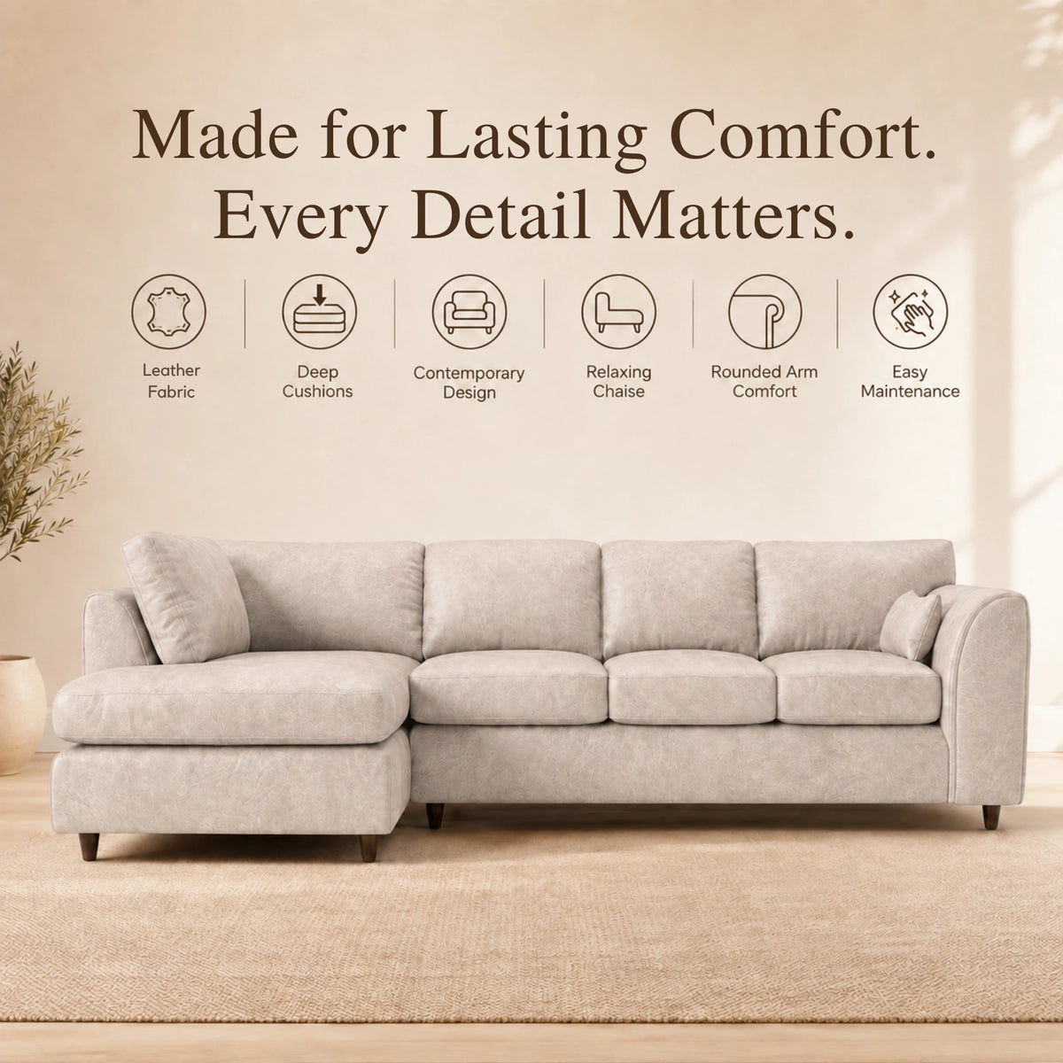 Cream | 5 Seater | Left Hand Facing
