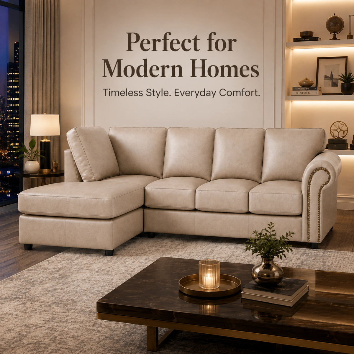Cream 5 Seater Left hand facing