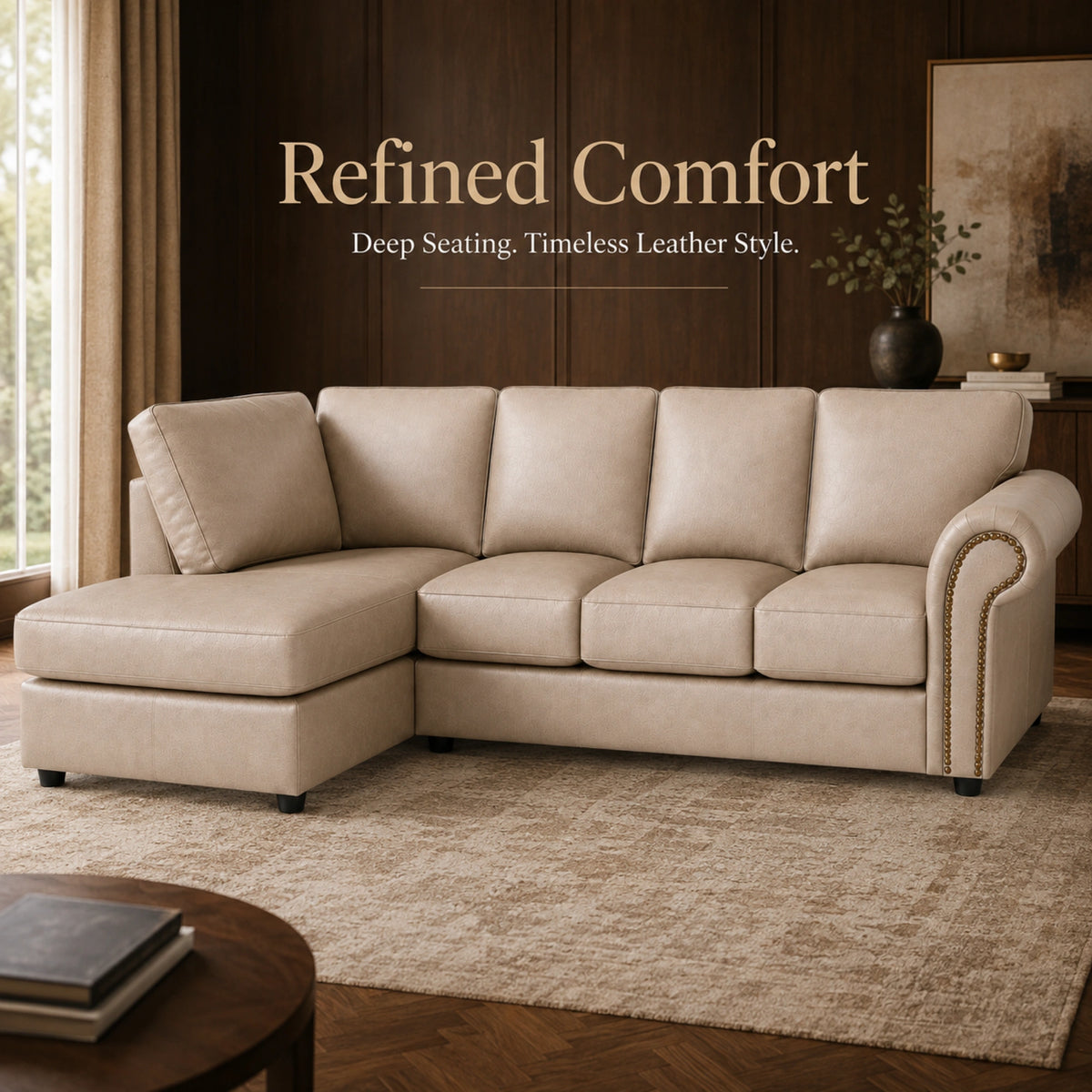 Cream 5 Seater Left hand facing