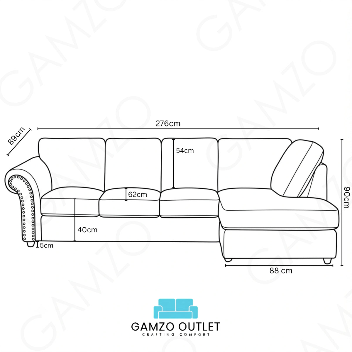 Cream 5 Seater Right  hand facing