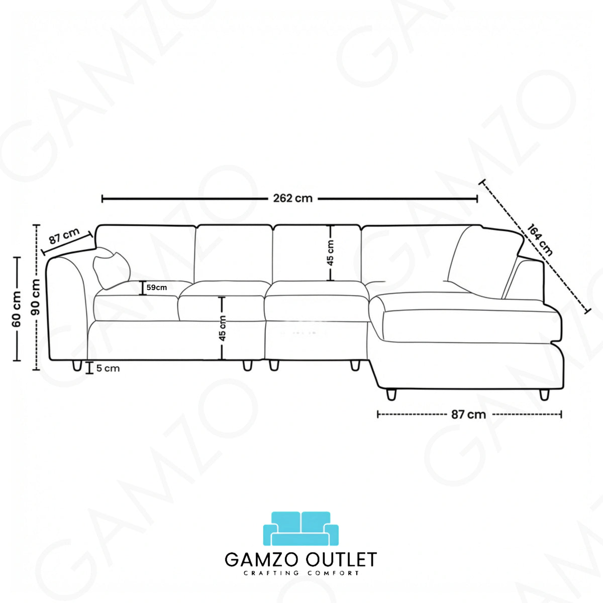 Cream | 5 Seater | Right Hand Facing