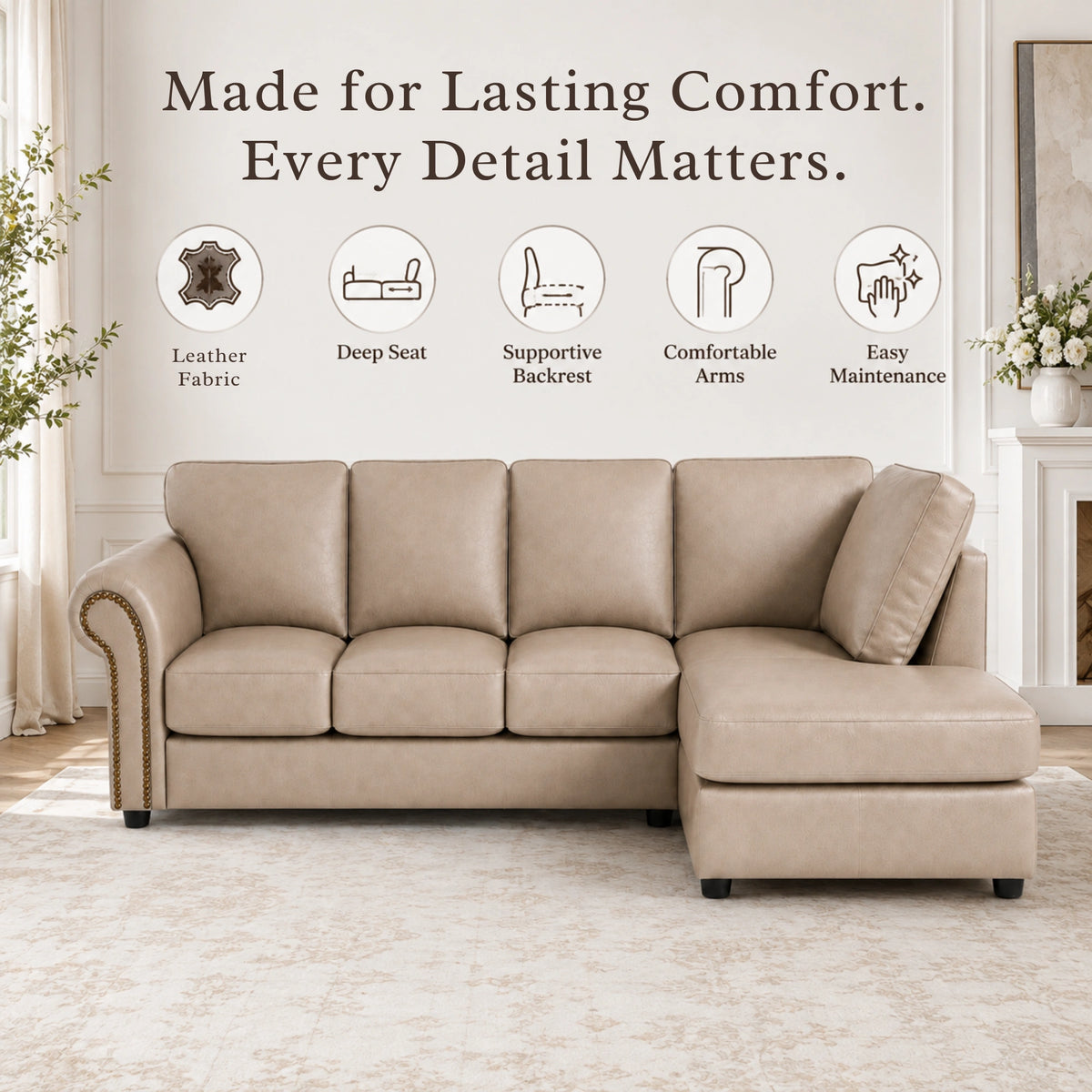 Cream 5 Seater Right  hand facing