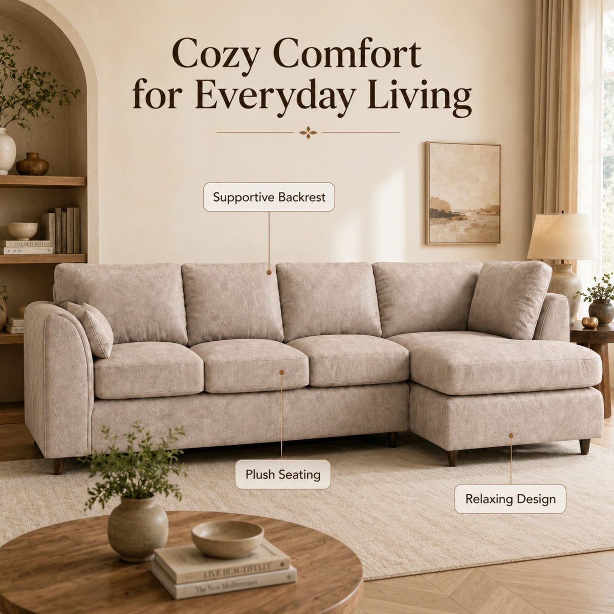 Cream | 5 Seater | Right Hand Facing