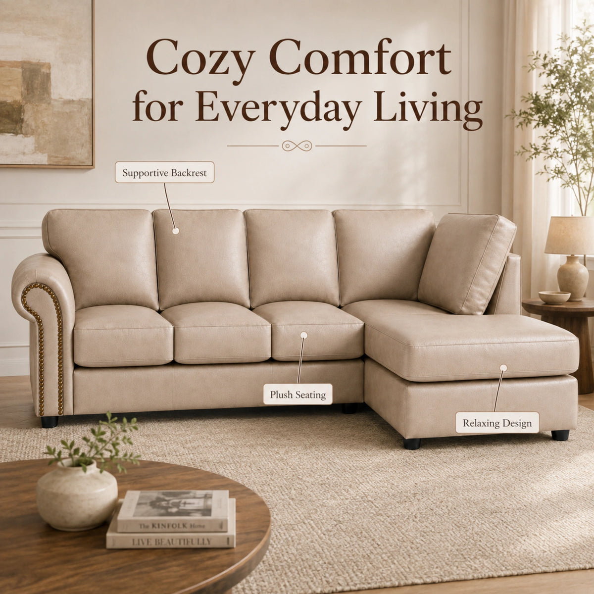 Cream 5 Seater Right  hand facing