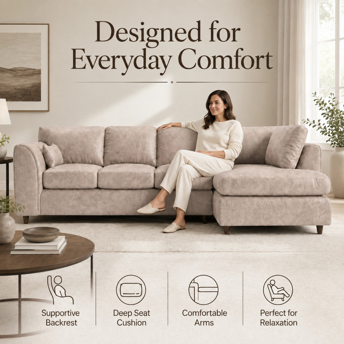 Cream | 5 Seater | Right Hand Facing