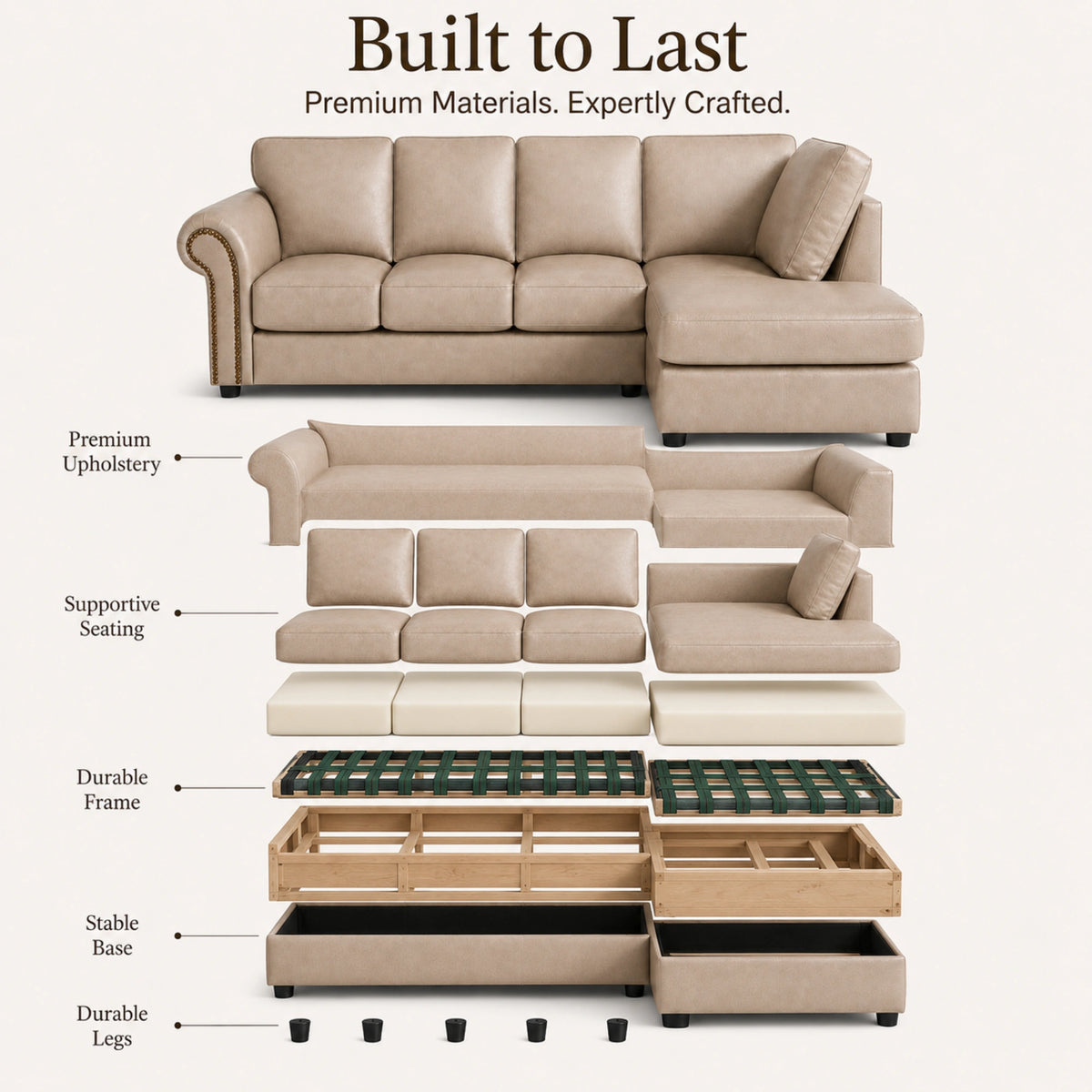 Cream 5 Seater Right  hand facing